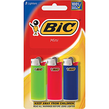 BIC® Mini Lighters, Assorted Colors, Pack Of 3