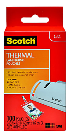 Scotch ID Badge Size Thermal Laminating Pouches 5 mil 4 1/4 x 2 1/5 100/Pack 