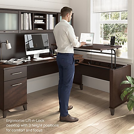Bush Home Somerset 72 W 3 Position Sit to Stand L Shaped Desk With