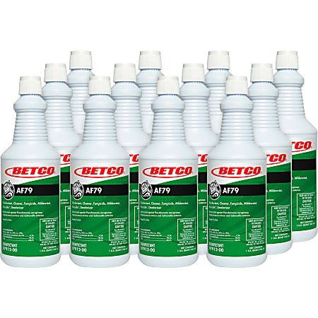 Betco AF79 Acid-Free Bathroom Cleaner - Ready-To-Use - 32 fl oz (1 quart) - Citrus Bouquet Scent - 12 / Carton - Disinfectant, Deodorize, Long Lasting, Rinse-free - Clear Blue