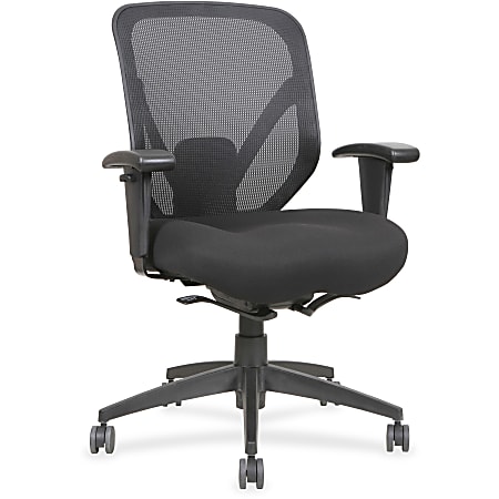 Lorell® Self-Tilt Mid-Back Chair, Fabric Back, Black