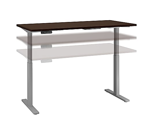 Bush Business Furniture Move 60 Series 60"W x 24"D Height Adjustable Standing Desk, Mocha Cherry/Cool Gray Metallic, Standard Delivery