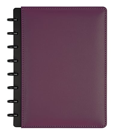 TUL® Discbound Notebook With Leather Cover, Junior Size, Narrow Ruled, 60 Sheets, Purple