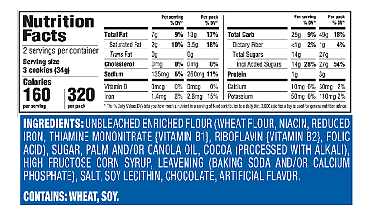 Oreos shop serving size