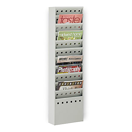 Safco® 11-Pocket Steel Magazine Rack, Gray
