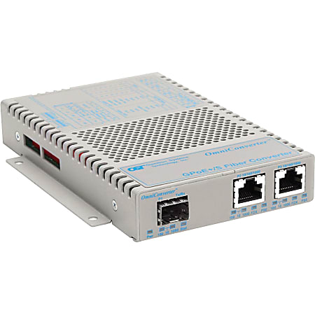 Omnitron OmniConverter 10/100/1000 PoE+ Gigabit Ethernet Fiber Media Converter Switch RJ45 SFP Wide Temp - 9439021W