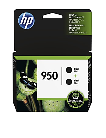 HP 950 Black Ink Cartridges, Pack Of 2, L0S28AN