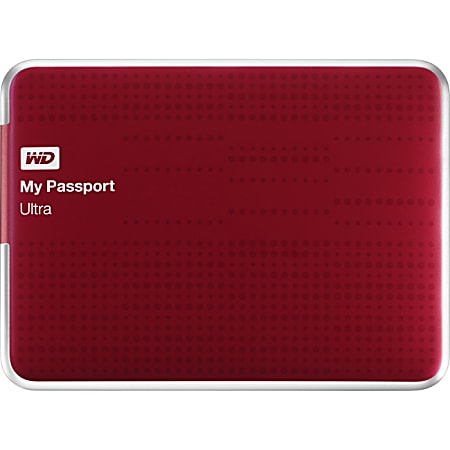 WD My Passport Ultra 1TB External USB 3.0 Portable Hard Drive, Red