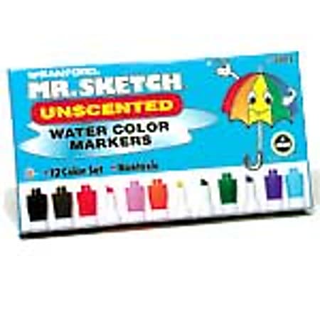 Sanford® Mr. Sketch® Watercolor Markers, Unscented Assorted Colors, Set Of 12