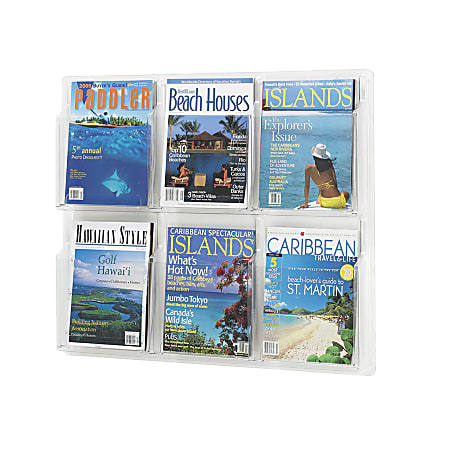 Clear Literature Rack, Magazine, 6 Pockets