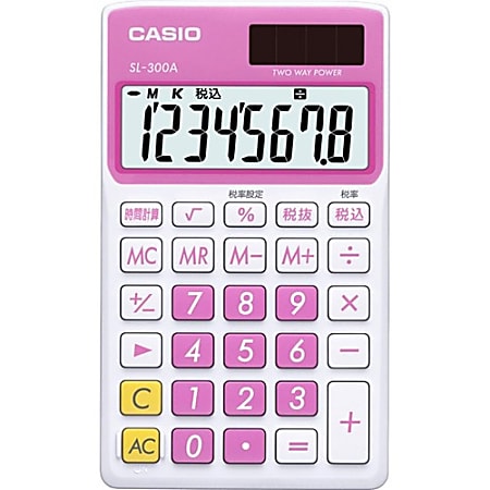 Casio SL-300VC Portable Calculator - 8 Digits - Battery/Solar Powered - Sweet Pink