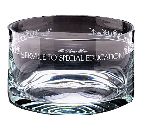 Service To Special Education Large Crystal Bowl, 9 3/4" x 5 1/4"