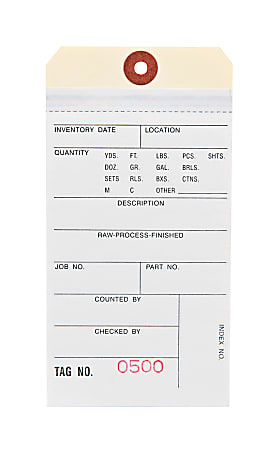 MACO 2-Part Carbonless Stub Style Inventory Tags, Numbered 500-999