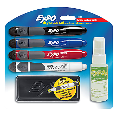 EXPO® Low-Odor Grip Dry-Erase Starter Set, Chisel Tip