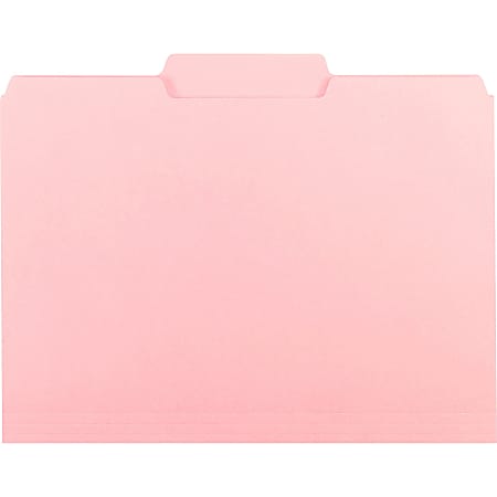 Smead 1/3 Tab Cut Letter Recycled Top Tab File Folder - 8 1/2" x 11" - 3/4" Expansion - Top Tab Location - Assorted Position Tab Position - Paper - Pink - 10% Recycled - 100 / Box