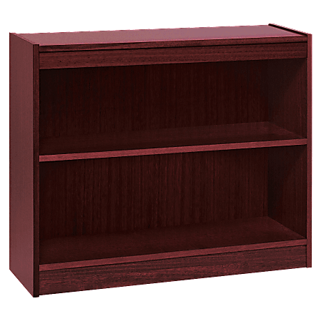 Lorell® Panel-End Hardwood Veneer Bookcase, 2-Shelves, Mahogany