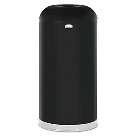 Rubbermaid® Commercial Round Steel Open-Top Waste Receptacle, 15 Gallons, Black