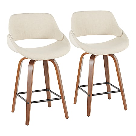 LumiSource Fabrico Counter Stools Cream SeatWalnut FrameBlack