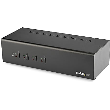 StarTech.com 4 Port Dual Monitor DVI KVM Switch with USB 3.0 Hub - TAA Compliant - TAA compliant 4 port DVI USB KVM switch - 4 port KVM controls up to 4 multimedia computers from one dual DVI workstation