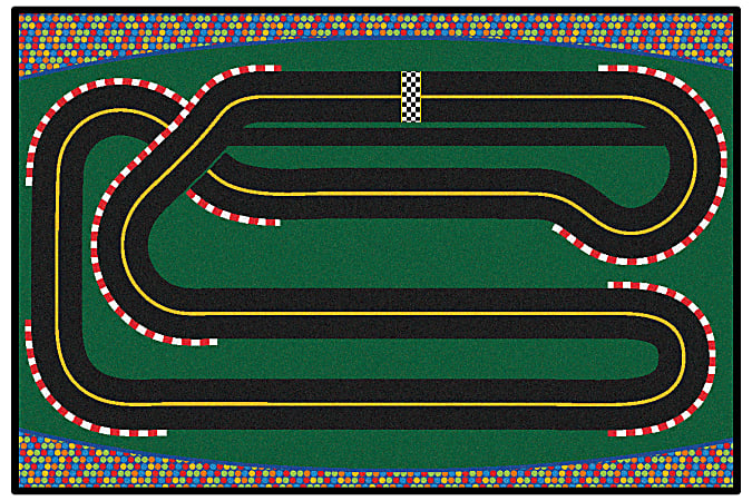 Carpets for Kids® KID$Value Rugs™ Super Speedway Racetrack Activity Rug, 4' x 6' , Green