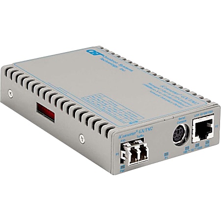 Omnitron Systems iConverter GX/TM2 8926N-0-BW Media Converter - 1 x Network (RJ-45) - 1 x LC Ports - DuplexLC Port - 10/100/1000Base-T, 100Base-BX - 1804.46 ft - Wall Mountable, Rail-mountable, Internal