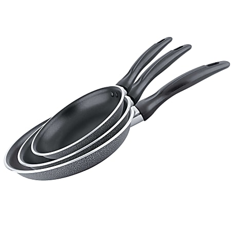 Brentwood BFP-37911 3-Piece Aluminum Nonstick Induction Frying Pan Set, Black
