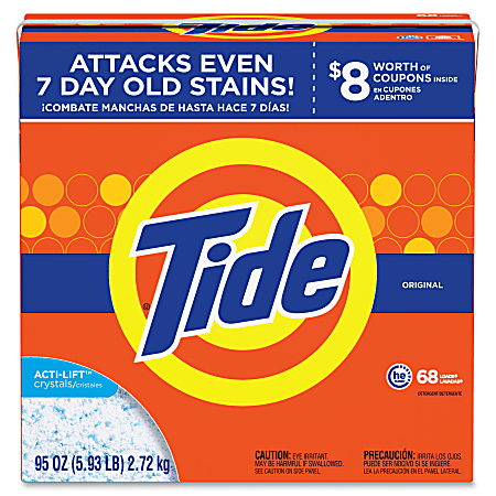 Tide Powder Laundry Detergent - For Clothing, Laundry - Concentrate - 95 oz (5.94 lb) - Original Scent - 3 / Carton - Orange