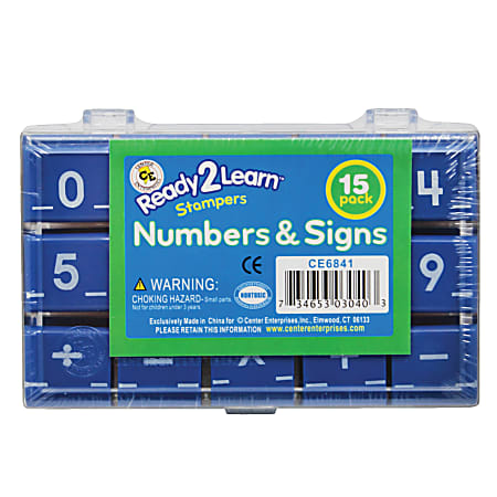 Center Enterprises Numbers And Signs Stamps, 1", 15 Stamps Per Set, Pack Of 2 Sets