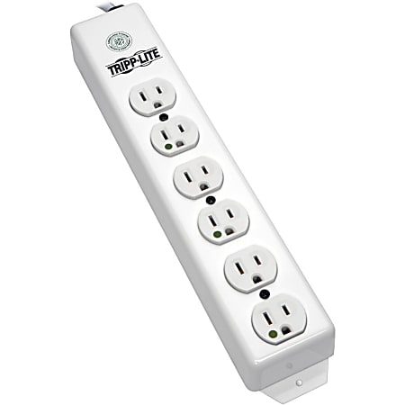 Eaton Tripp Lite Series Safe-IT Power Strip Hospital Medical Antimicrobial 120V 5-15R-HG 6 Outlet 15' Cord Metal - PS615HG