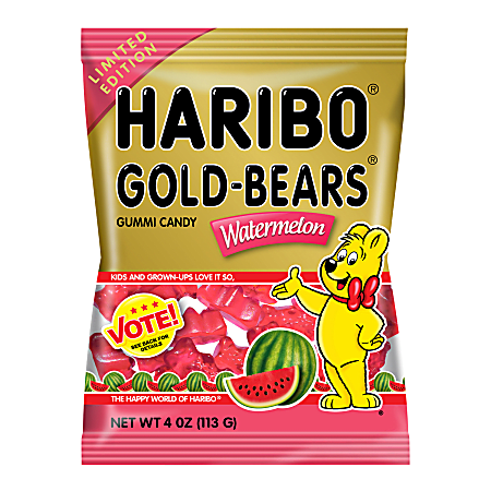 Haribo Watermelon Gold Bears, 4 Oz, Pack Of 12
