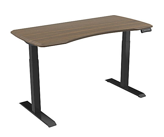 Loctek 55"W Height-Adjustable Desk, Black/Wood
