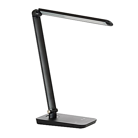 Safco Vamp LED Flexible Light - 16.8" - 5"- 9 W LED Bulb - Dimmable, Flexible Neck, USB Charging, Adjustable Brightness - 1001BL