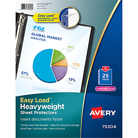 Avery® Heavyweight Top-Load Sheet Protectors, 8 1/2" x 11", Diamond Clear, Pack Of 25