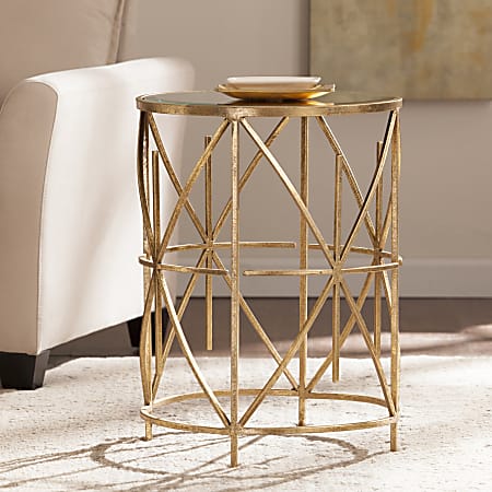 Southern Enterprises Starina Accent Table, Round, Antique Gold