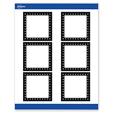 Avery® Print-To-The-Edge Labels & Sure Feed®, S00-DKR-PRWMP10, 3" x 3", Matte White, Preprinted Black & White Polka Dots Design, Pack Of 60