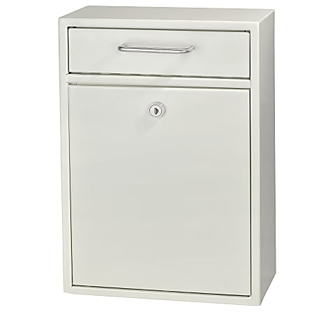 Mail Boss Locking Security Drop Box, 16 1/4"H x 11 1/4"W x 4 3/4"D, White