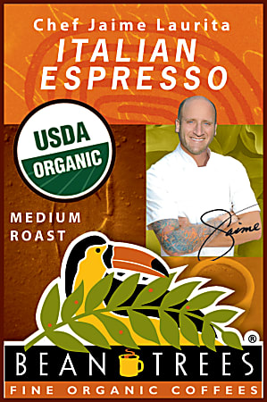 Beantrees Organic Chef Jaime Italian Espresso Whole Bean Coffee, 12 Oz Bag