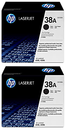 HP 38A Black Toner Cartridges, Pack Of 2, Q1338A
