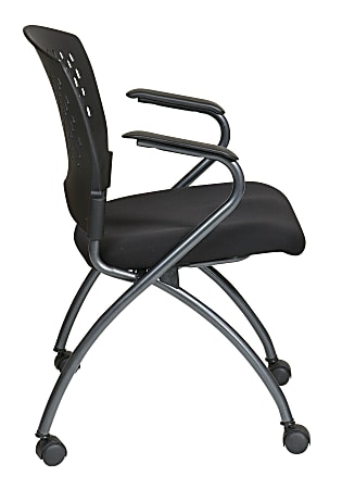 Office Star Folding Chair With Casters Deluxe CoalTitanium Set Of