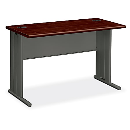 HON® 66000-Series StationMaster® Laminate Desk, Mahogany/Charcoal