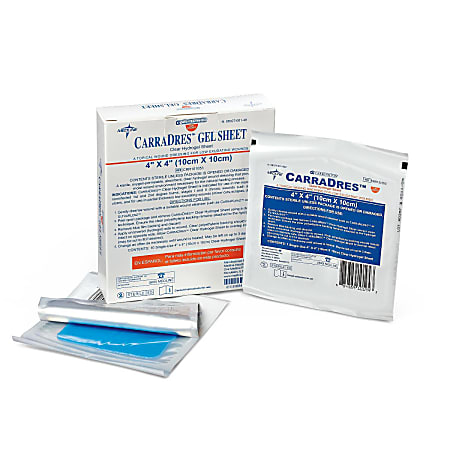 Medline CarraDres Hydrogel Sheets, 4" x 4", Clear, Pack Of 10