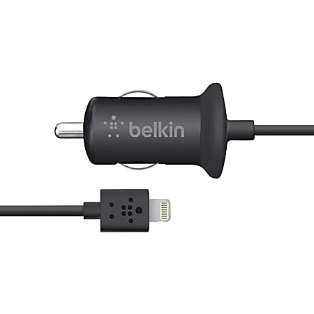 Belkin® 10-Watt Car Charger With Lightning Connector For Apple® iPhone® 5, iPad® mini™ And iPod® Touch 5th Gen, 4', Black