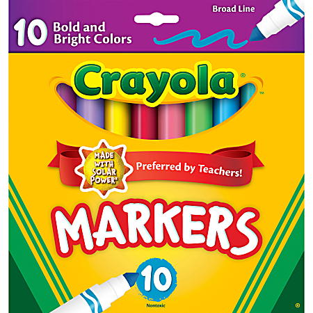 Broad Line Markers, Classic Colors, 10 Count, Crayola.com