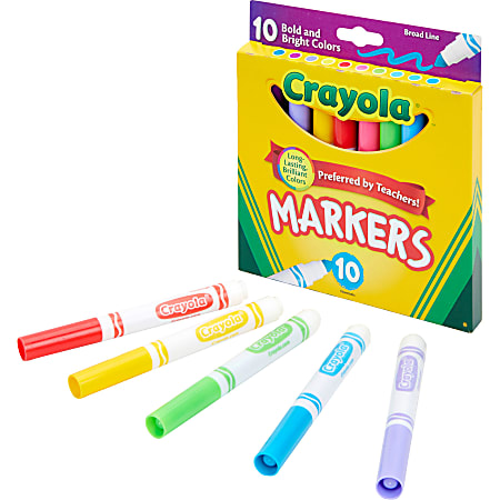 Crayola Ultra Clean Washable Markers Broad Tip Assorted Classic Colors Box  Of 10 - Office Depot