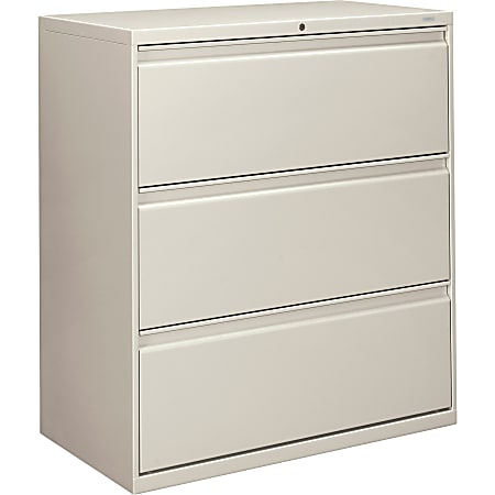 HON® 800 36"W x 19-1/4"D Lateral 3-Drawer File Cabinet With Lock, Light Gray