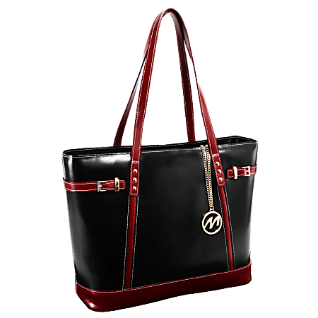 McKleinUSA® Serafina Tote, 15"H x 12 1/2"W x 6"D, Black/Red
