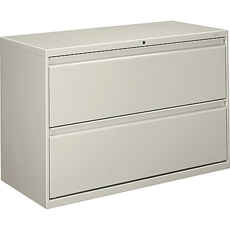 HON® 800 42"W x 19-1/4"D Lateral 2-Drawer File Cabinet With Lock, Light Gray