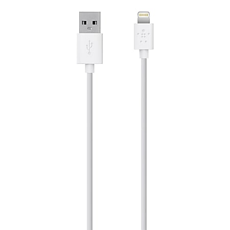 Belkin® Lightning/USB ChargeSync Cable For Apple iPod® Touch, iPad® mini™ And MacBook® Air 11, 4', White