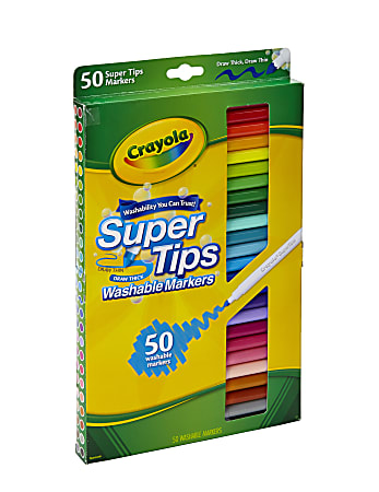 Crayola® Super Tips Washable Markers, Conical Point, Assorted Classic ...