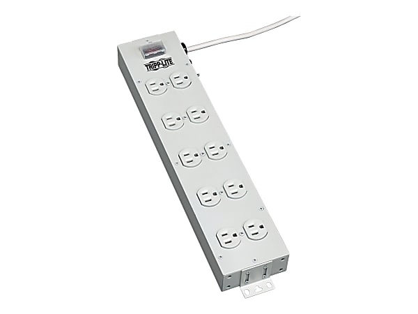 Tripp Lite Power Strip 120V 5-15R 10 Outlet Metal 15' Cord 5-15P - Power distribution strip - 15 A - AC 120 V - input: NEMA 5-15 - output connectors: 10 (NEMA 5-15) - 15 ft cord - light gray